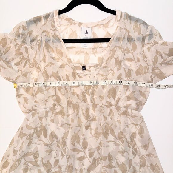 Cabi Couplet Blouse Flowy Chiffon Sheer Long Sleeve Top w/ Cami Beige Cream S - Picture 9 of 15